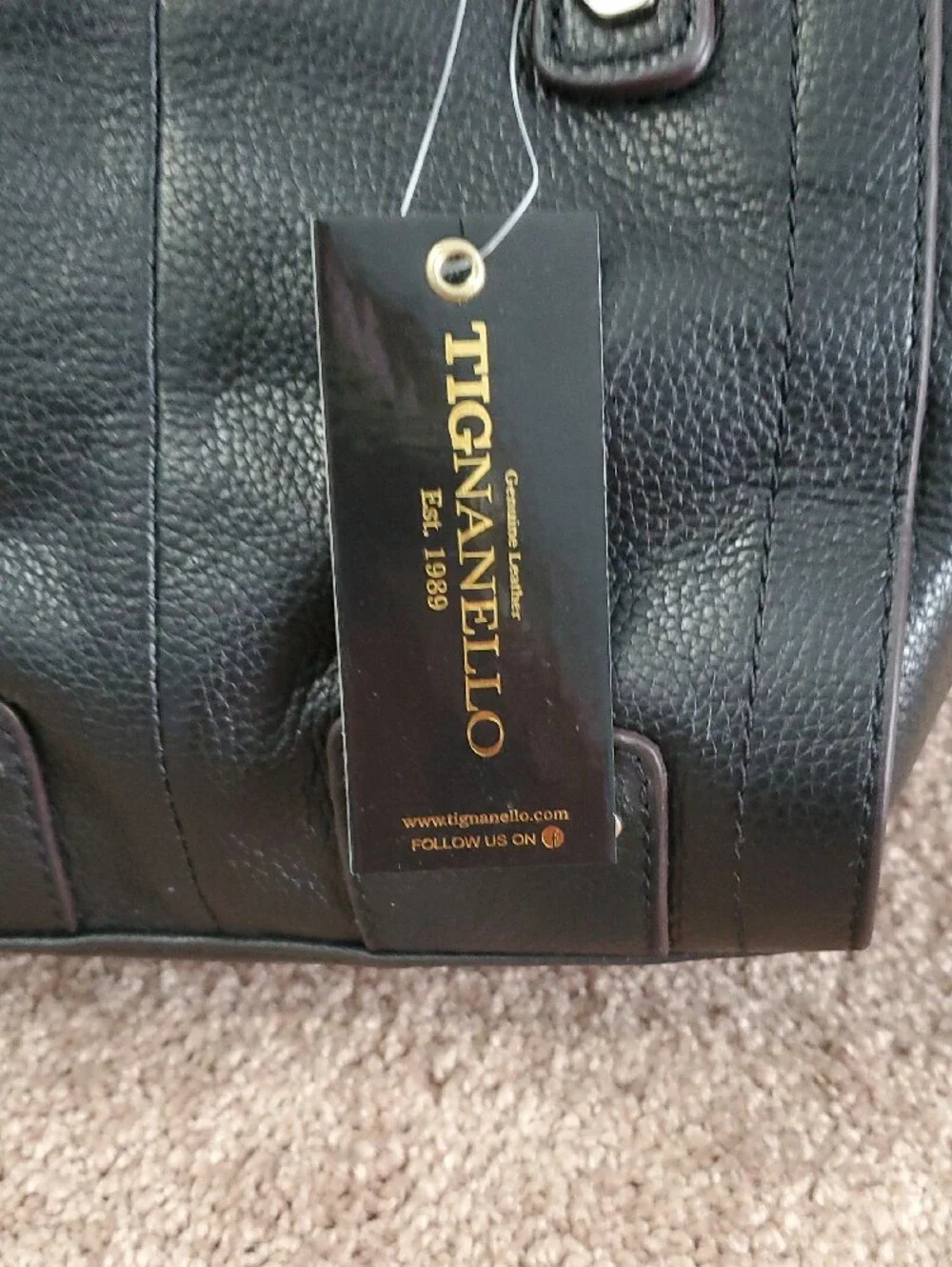 BRAND NEW!!  TIGNANELLO Genuine Leather Tote Bag - Black